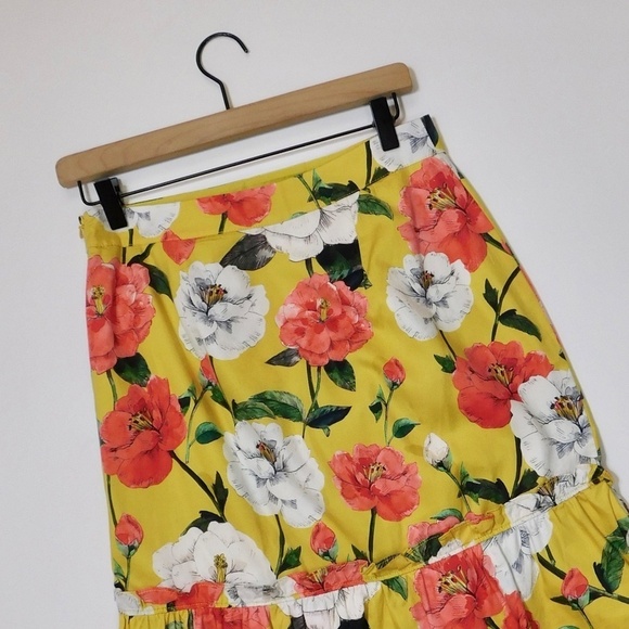 PARKER Coraline Skirt Yellow Floral Ruffles Lemon Wildflower Poplin Size 6 - Picture 9 of 16